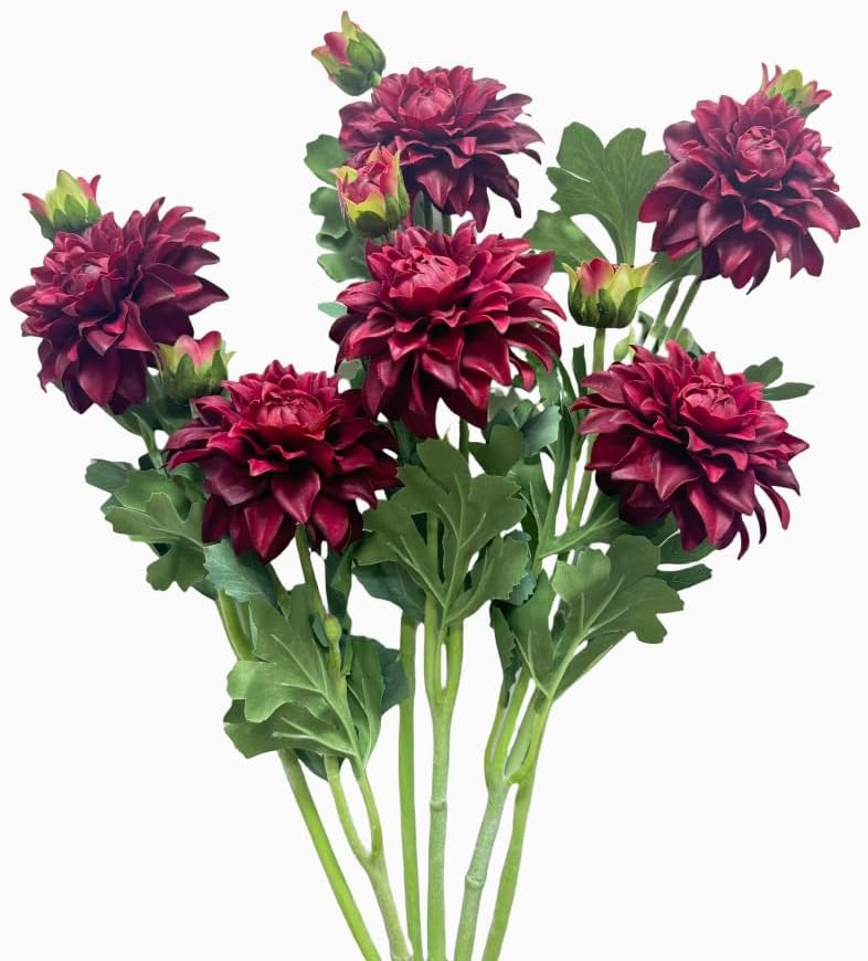 3 Pieces Pink Artificial Dahlias,21"Silk Flowers with Stems,Winter Flowers Artificial for Decoration,Long Stem Artificial Flowers for Tall Vase,Wedding Party Decor Spring Decorations for Home (Pink)