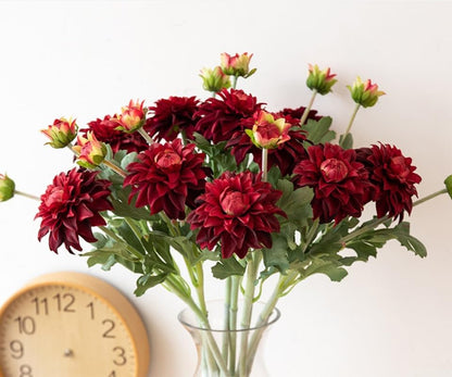 3 Pieces Pink Artificial Dahlias,21"Silk Flowers with Stems,Winter Flowers Artificial for Decoration,Long Stem Artificial Flowers for Tall Vase,Wedding Party Decor Spring Decorations for Home (Pink)