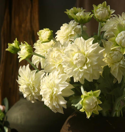 3 Pieces Pink Artificial Dahlias,21"Silk Flowers with Stems,Winter Flowers Artificial for Decoration,Long Stem Artificial Flowers for Tall Vase,Wedding Party Decor Spring Decorations for Home (Pink)