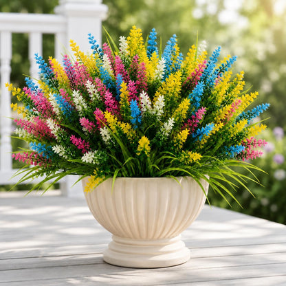 48 Bundles Artificial Lavender Flowers Outdoor UV Resistant, Purple | Faux Plants with Monkey Grass, Realistic Plastic Flowers for Garden Porch Window Box Patio Hanging Planter Decor
