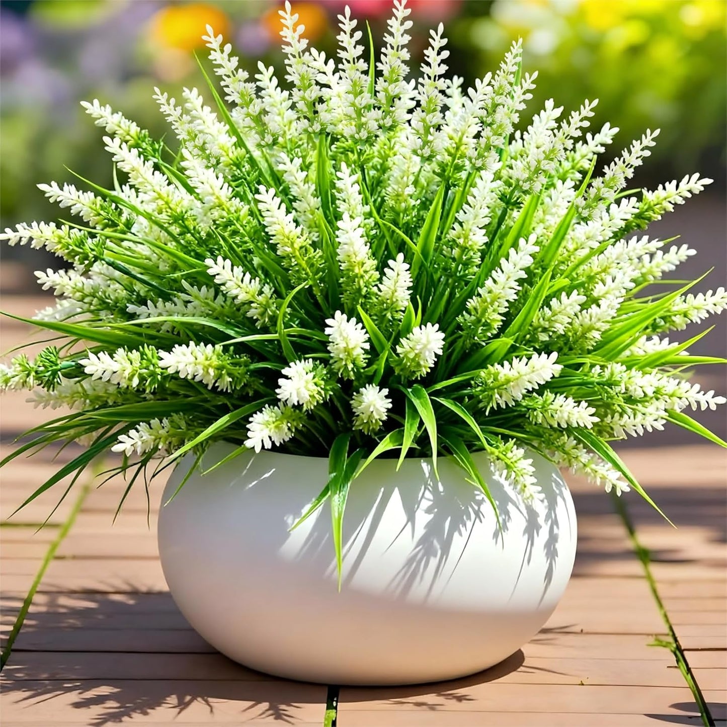 48 Bundles Artificial Lavender Flowers Outdoor UV Resistant, Purple | Faux Plants with Monkey Grass, Realistic Plastic Flowers for Garden Porch Window Box Patio Hanging Planter Decor