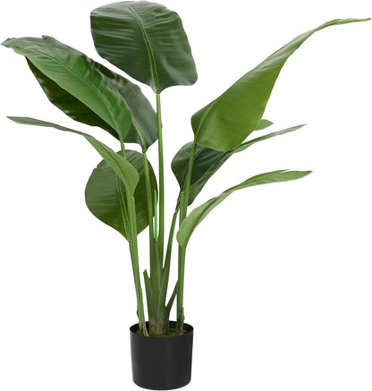 Artificial Areca Palm Tree 4FT Faux Tropical Plant in Pot | Realistic 4ft Silk Palm with 9 Bendable Fronds, UV Protected, No Watering or Care Needed, Black Pot Included, Easy Setup