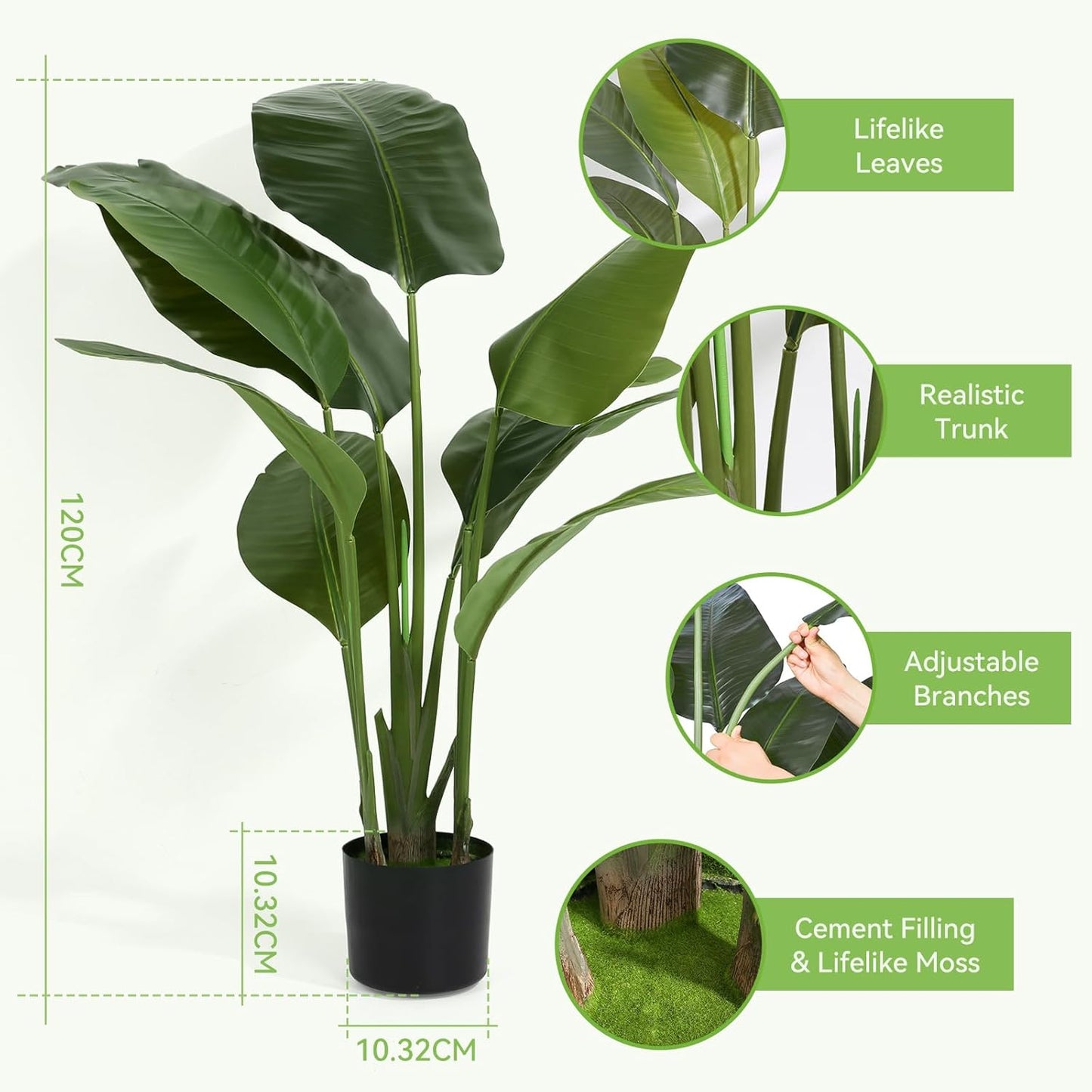 Artificial Areca Palm Tree 4FT Faux Tropical Plant in Pot | Realistic 4ft Silk Palm with 9 Bendable Fronds, UV Protected, No Watering or Care Needed, Black Pot Included, Easy Setup