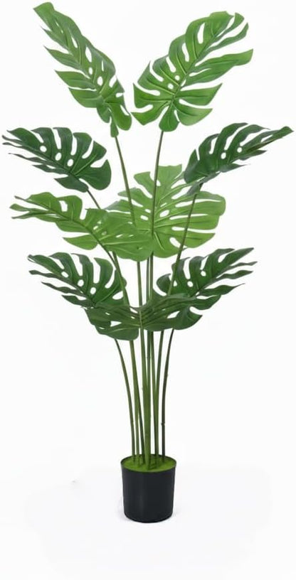Artificial Areca Palm Tree 4FT Faux Tropical Plant in Pot | Realistic 4ft Silk Palm with 9 Bendable Fronds, UV Protected, No Watering or Care Needed, Black Pot Included, Easy Setup