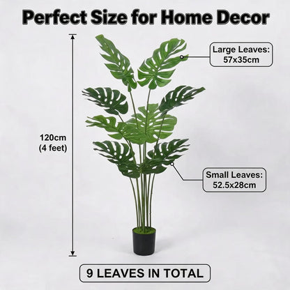 Artificial Areca Palm Tree 4FT Faux Tropical Plant in Pot | Realistic 4ft Silk Palm with 9 Bendable Fronds, UV Protected, No Watering or Care Needed, Black Pot Included, Easy Setup