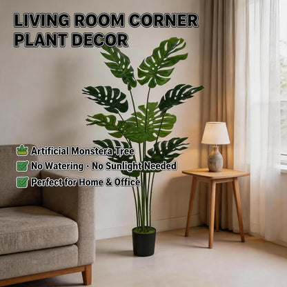 Artificial Areca Palm Tree 4FT Faux Tropical Plant in Pot | Realistic 4ft Silk Palm with 9 Bendable Fronds, UV Protected, No Watering or Care Needed, Black Pot Included, Easy Setup