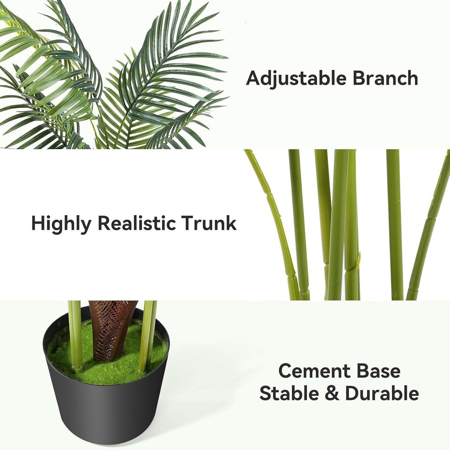 Artificial Areca Palm Tree 4FT Faux Tropical Plant in Pot | Realistic 4ft Silk Palm with 9 Bendable Fronds, UV Protected, No Watering or Care Needed, Black Pot Included, Easy Setup