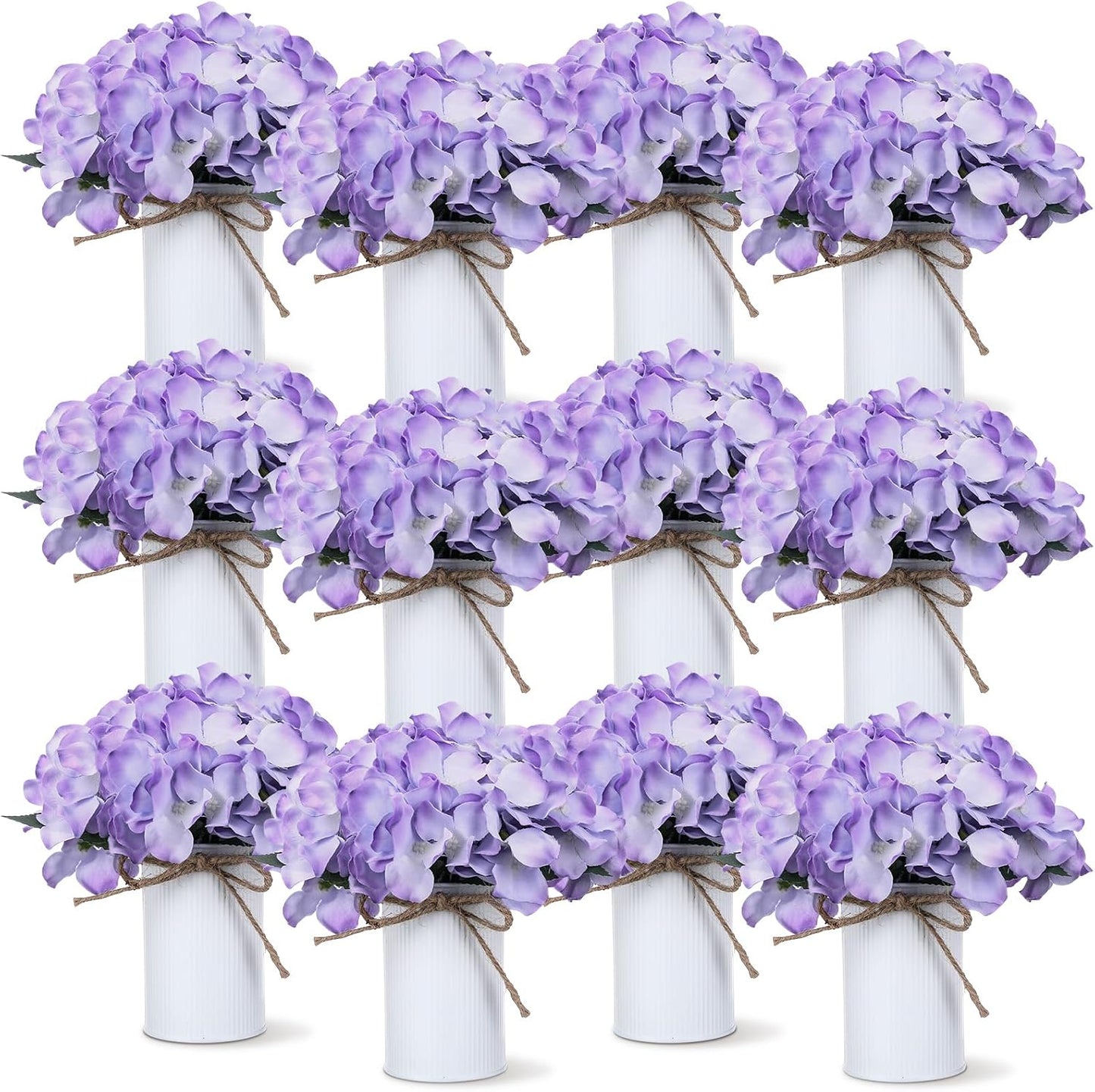 Purple 12 Sets Flower Table Centerpieces, Artificial Hydrangeas