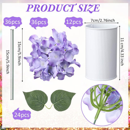 Purple 12 Sets Flower Table Centerpieces, Artificial Hydrangeas