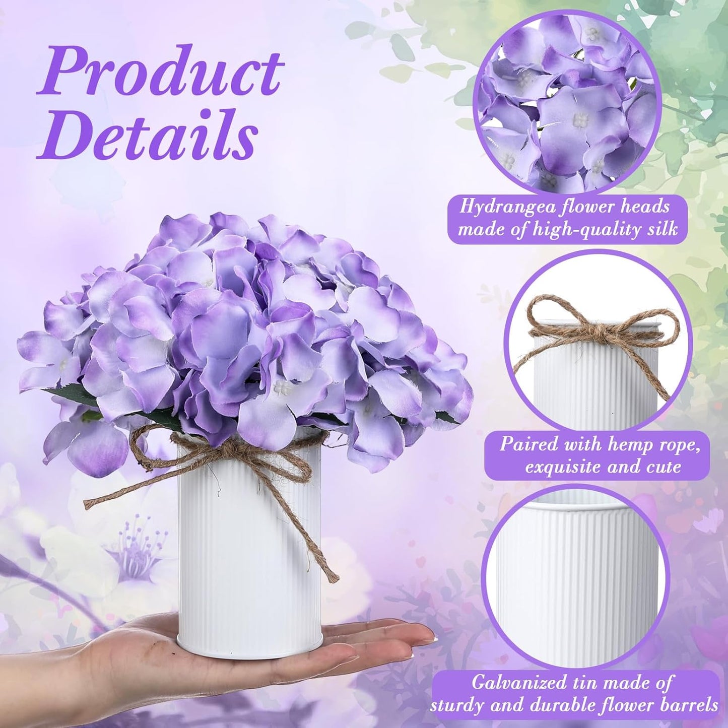 Purple 12 Sets Flower Table Centerpieces, Artificial Hydrangeas