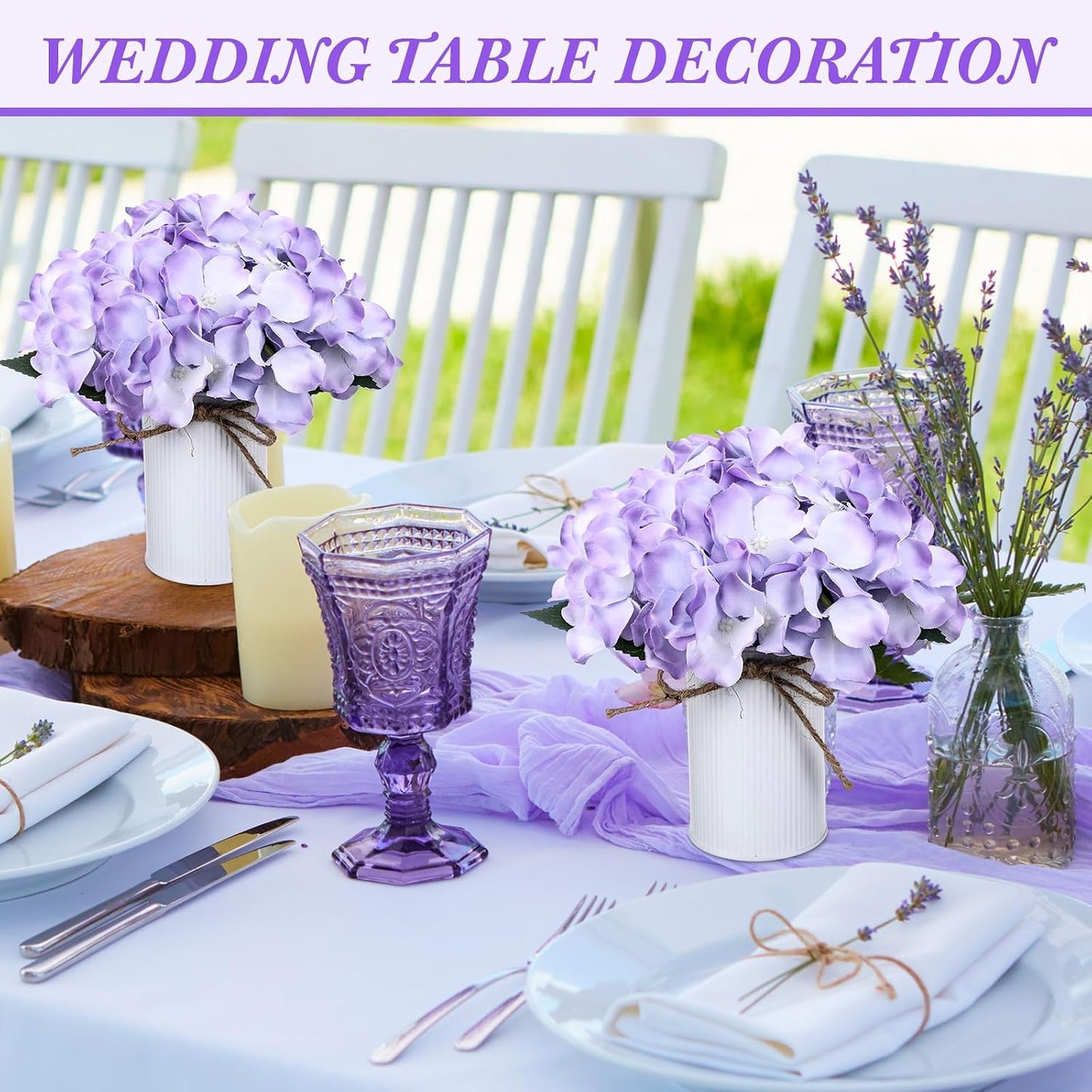 Purple 12 Sets Flower Table Centerpieces, Artificial Hydrangeas