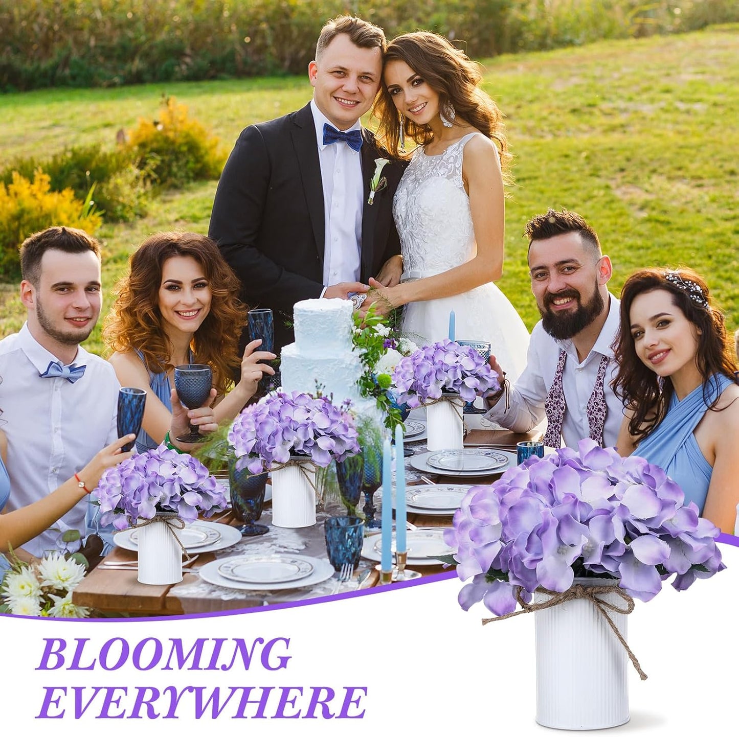 Purple 12 Sets Flower Table Centerpieces, Artificial Hydrangeas