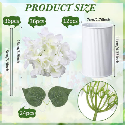 Purple 12 Sets Flower Table Centerpieces, Artificial Hydrangeas