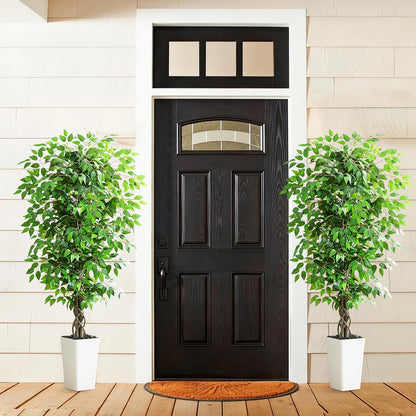 Artificial Ficus Tree Indoor, 6FT Realistic Large Fake Trees | Lifelike Lush Faux Silk Ficus Plant with White Planter, Tall Artificial Plants for Home Room House Office Greenery Decor