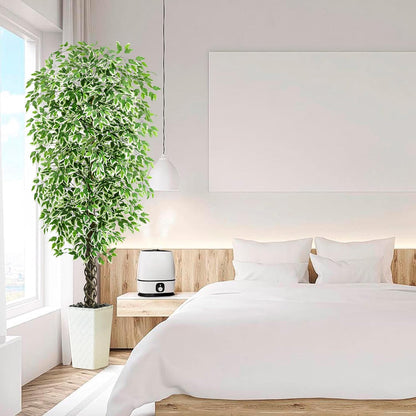 Artificial Ficus Tree Indoor, 6FT Realistic Large Fake Trees | Lifelike Lush Faux Silk Ficus Plant with White Planter, Tall Artificial Plants for Home Room House Office Greenery Decor