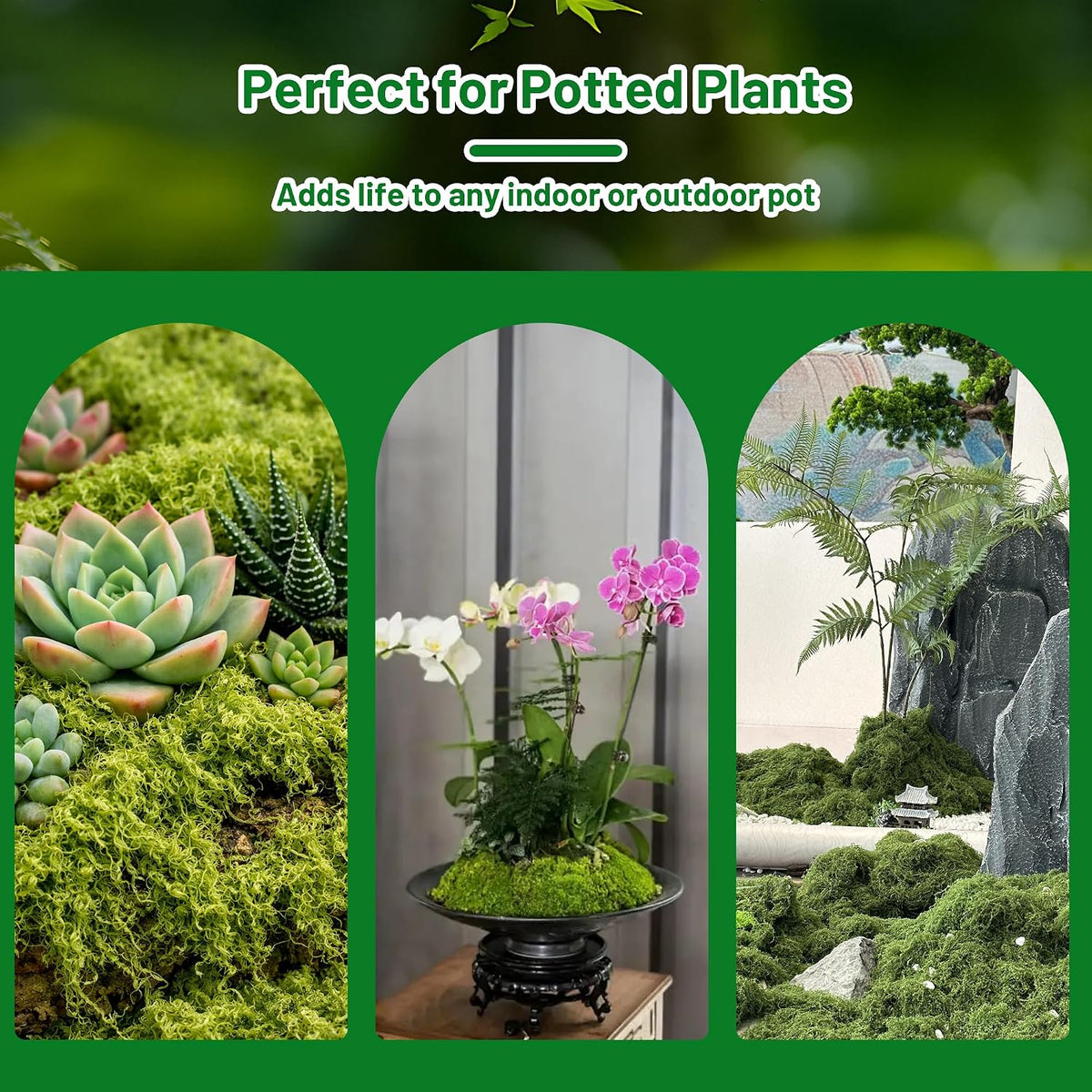 5.3OZ Artificial Fake Green Moss for Crafts, Faux Moss for for Plants Indoor DIY Floral Arrangements, Terrariums, Home Decor, Fairy Gardens