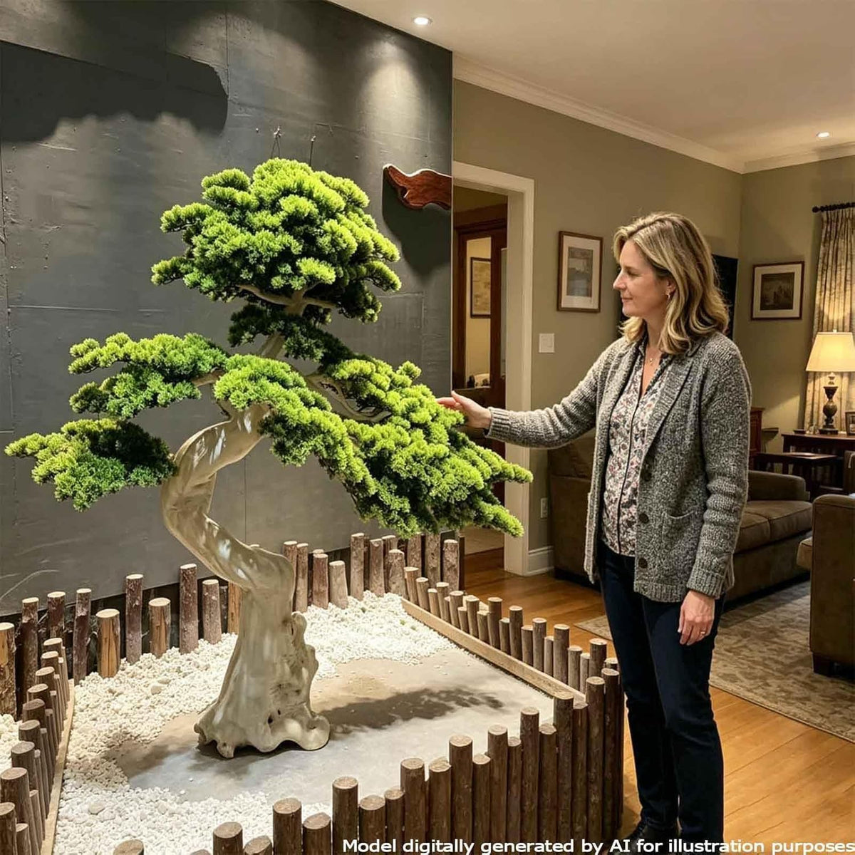 Large Artificial Bonsai Tree - Faux Plants Indoor Podocarpus Tree