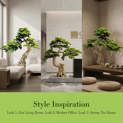 Large Artificial Bonsai Tree - Faux Plants Indoor Podocarpus Tree