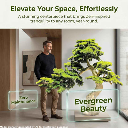 Large Artificial Bonsai Tree - Faux Plants Indoor Podocarpus Tree