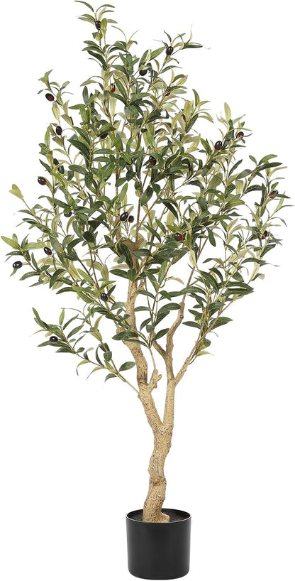7FT Olive Trees Artificial Indoor - Tall Faux Olive Tree 7 Feet | Artificial Olive Tree with Realistic Leaves, Natural Trunk, Sturdy Base - Large Fake Olive Tree for Modern Home Office Decor