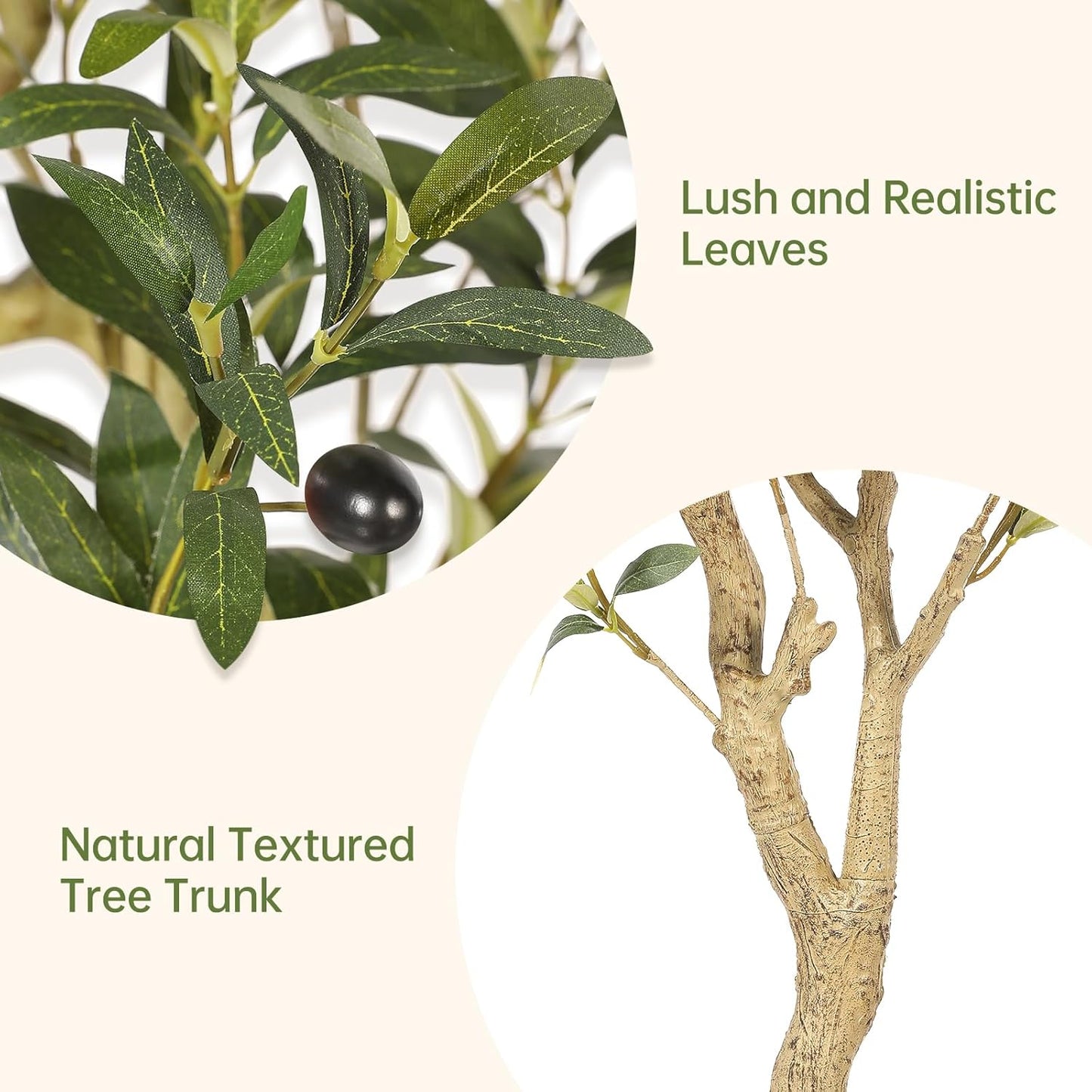 7FT Olive Trees Artificial Indoor - Tall Faux Olive Tree 7 Feet | Artificial Olive Tree with Realistic Leaves, Natural Trunk, Sturdy Base - Large Fake Olive Tree for Modern Home Office Decor
