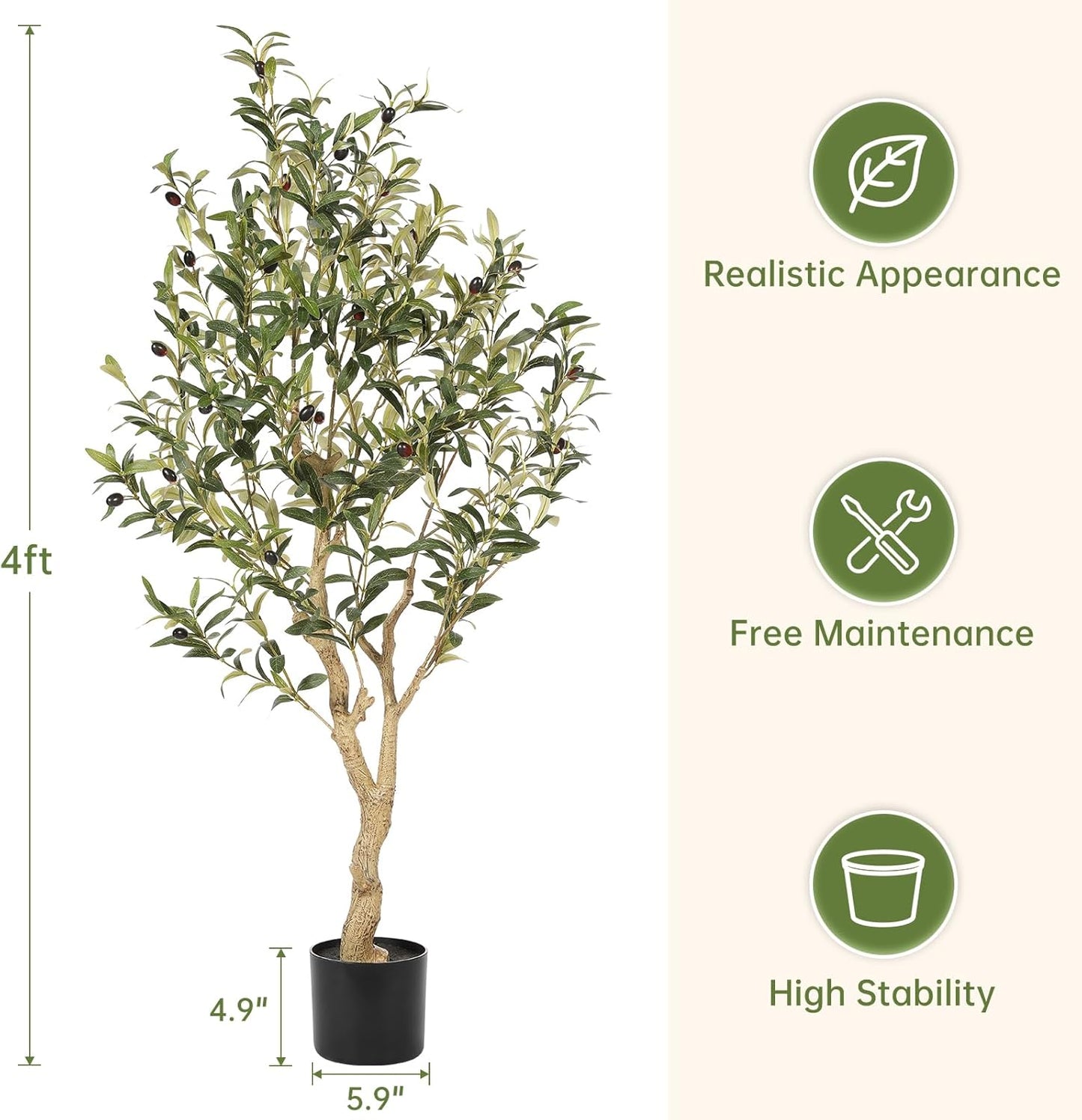 7FT Olive Trees Artificial Indoor - Tall Faux Olive Tree 7 Feet | Artificial Olive Tree with Realistic Leaves, Natural Trunk, Sturdy Base - Large Fake Olive Tree for Modern Home Office Decor