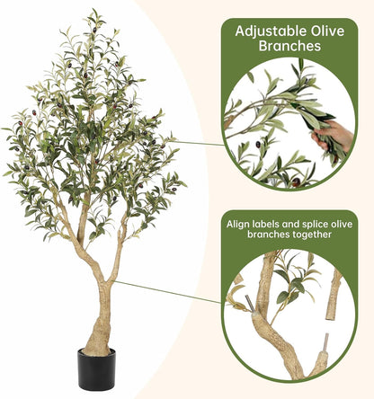 7FT Olive Trees Artificial Indoor - Tall Faux Olive Tree 7 Feet | Artificial Olive Tree with Realistic Leaves, Natural Trunk, Sturdy Base - Large Fake Olive Tree for Modern Home Office Decor