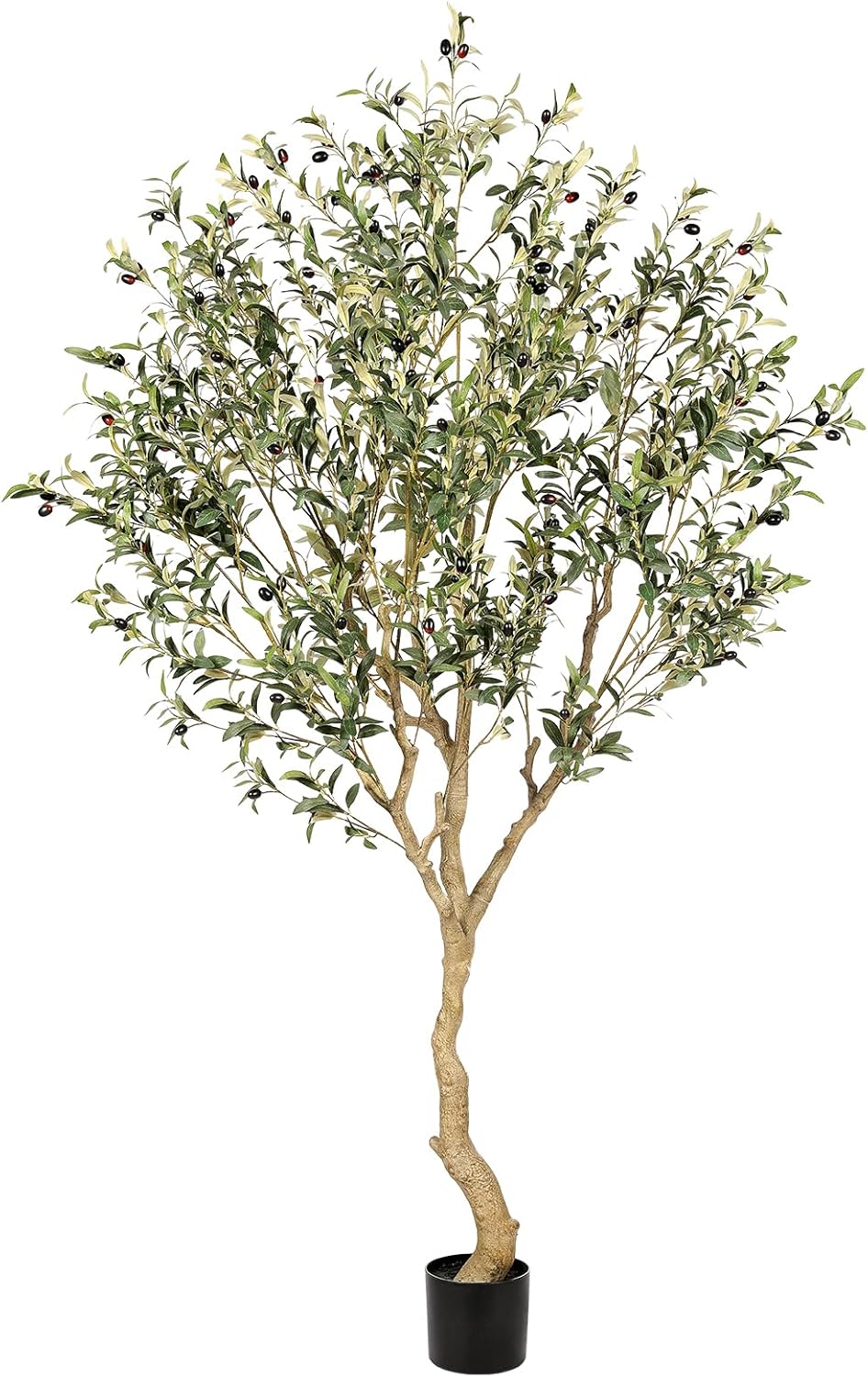 7FT Olive Trees Artificial Indoor - Tall Faux Olive Tree 7 Feet | Artificial Olive Tree with Realistic Leaves, Natural Trunk, Sturdy Base - Large Fake Olive Tree for Modern Home Office Decor