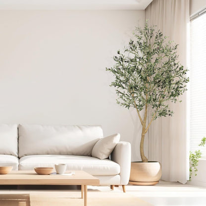 7FT Olive Trees Artificial Indoor - Tall Faux Olive Tree 7 Feet | Artificial Olive Tree with Realistic Leaves, Natural Trunk, Sturdy Base - Large Fake Olive Tree for Modern Home Office Decor