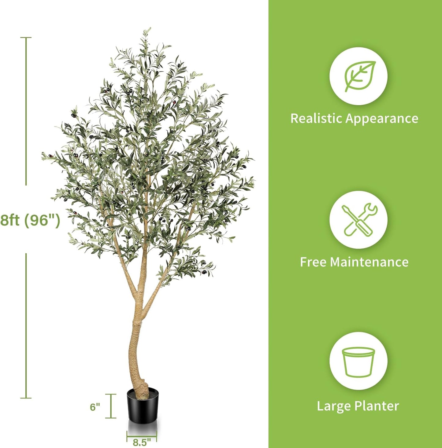 7FT Olive Trees Artificial Indoor - Tall Faux Olive Tree 7 Feet | Artificial Olive Tree with Realistic Leaves, Natural Trunk, Sturdy Base - Large Fake Olive Tree for Modern Home Office Decor