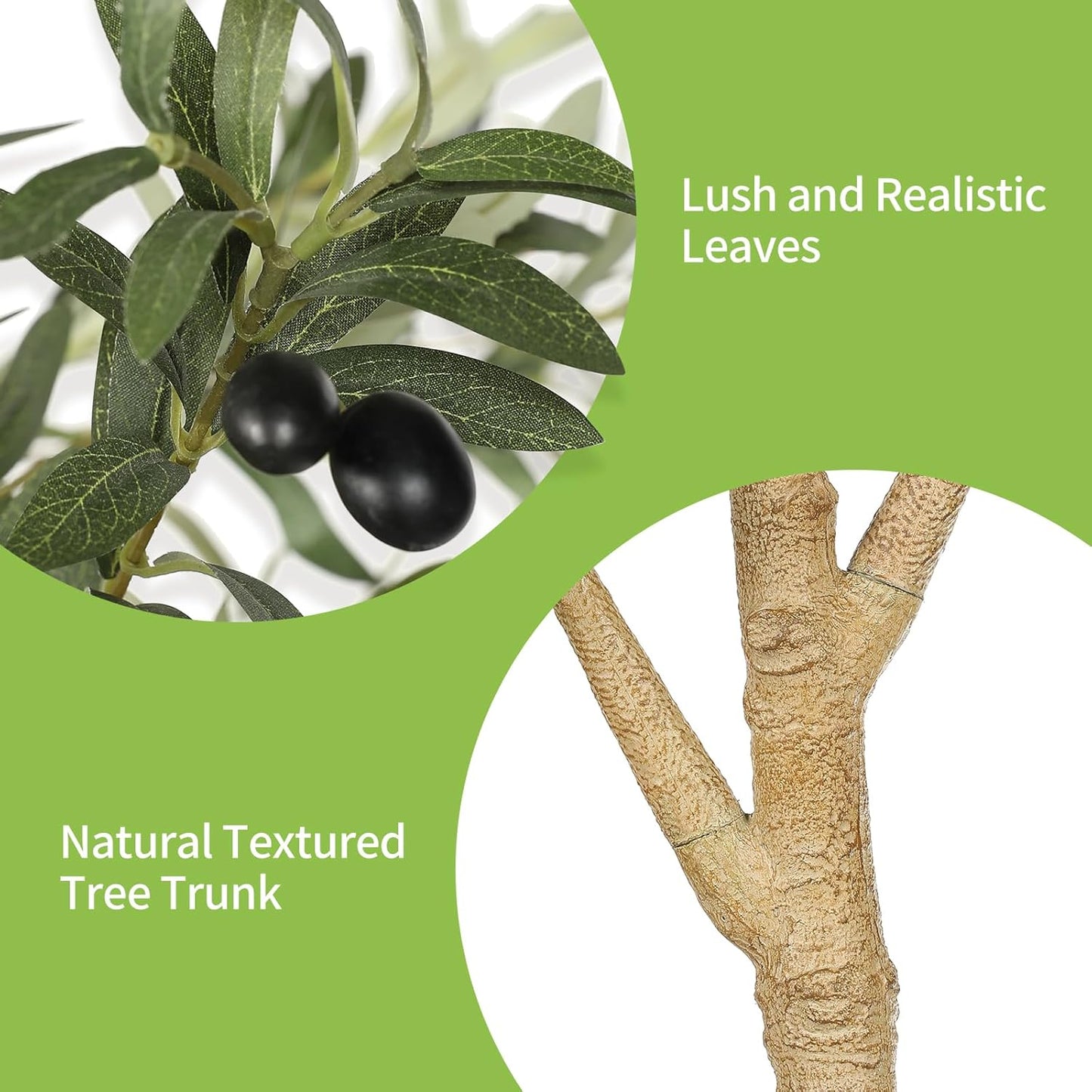 7FT Olive Trees Artificial Indoor - Tall Faux Olive Tree 7 Feet | Artificial Olive Tree with Realistic Leaves, Natural Trunk, Sturdy Base - Large Fake Olive Tree for Modern Home Office Decor