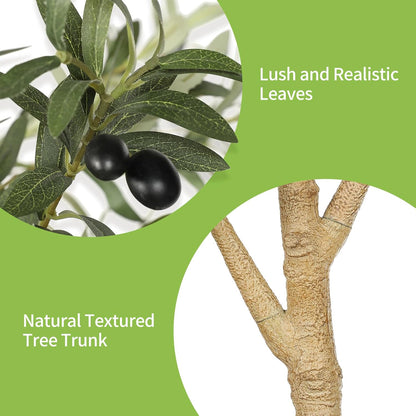 7FT Olive Trees Artificial Indoor - Tall Faux Olive Tree 7 Feet | Artificial Olive Tree with Realistic Leaves, Natural Trunk, Sturdy Base - Large Fake Olive Tree for Modern Home Office Decor