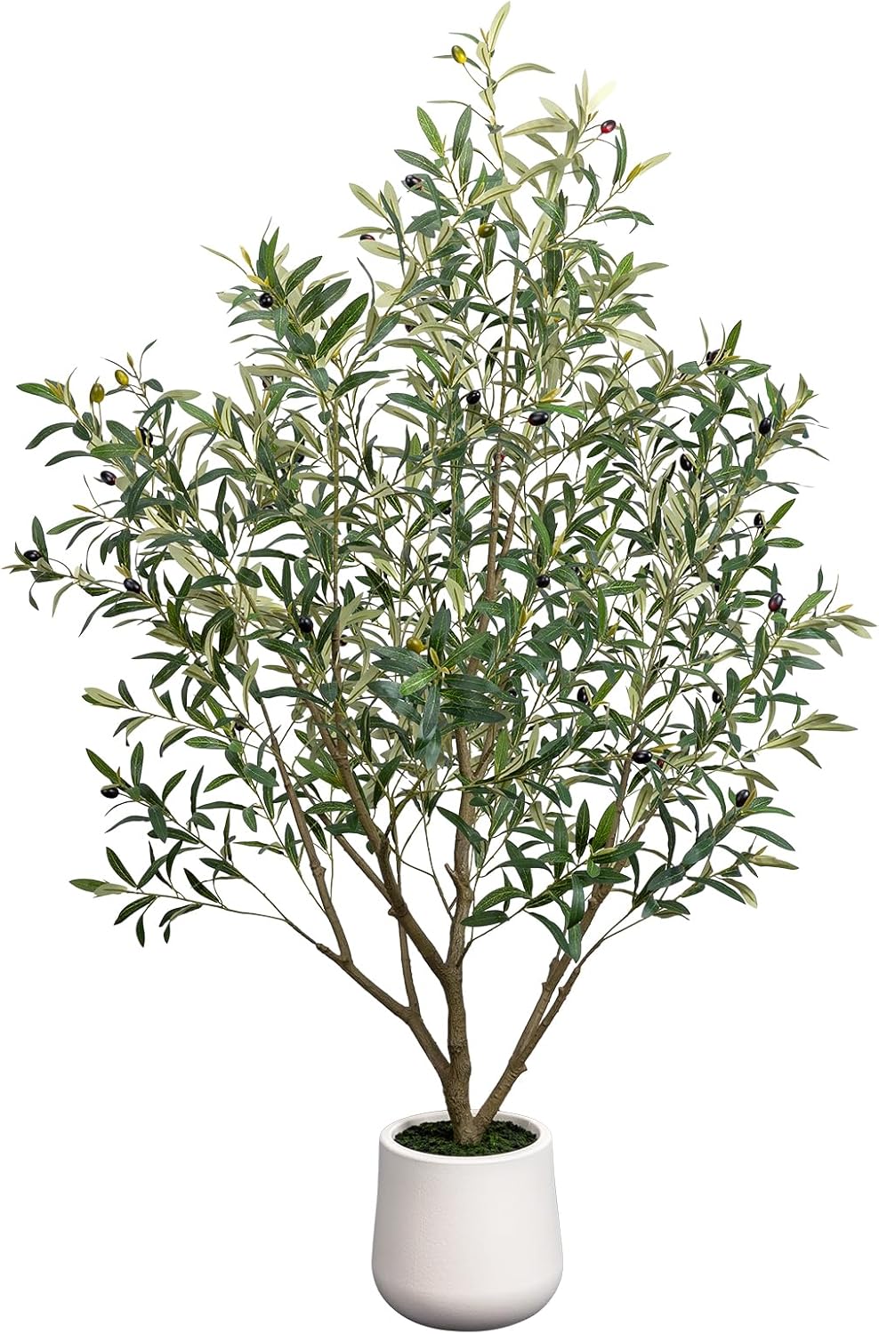 6FT Artificial Olive Tree - Indoor Tall Faux Olive Trees with Planter&Basket, Large Fake Olive Silk Tree Realistic Olive Plants with Branches and Fruits for Home Decor Office Living Room