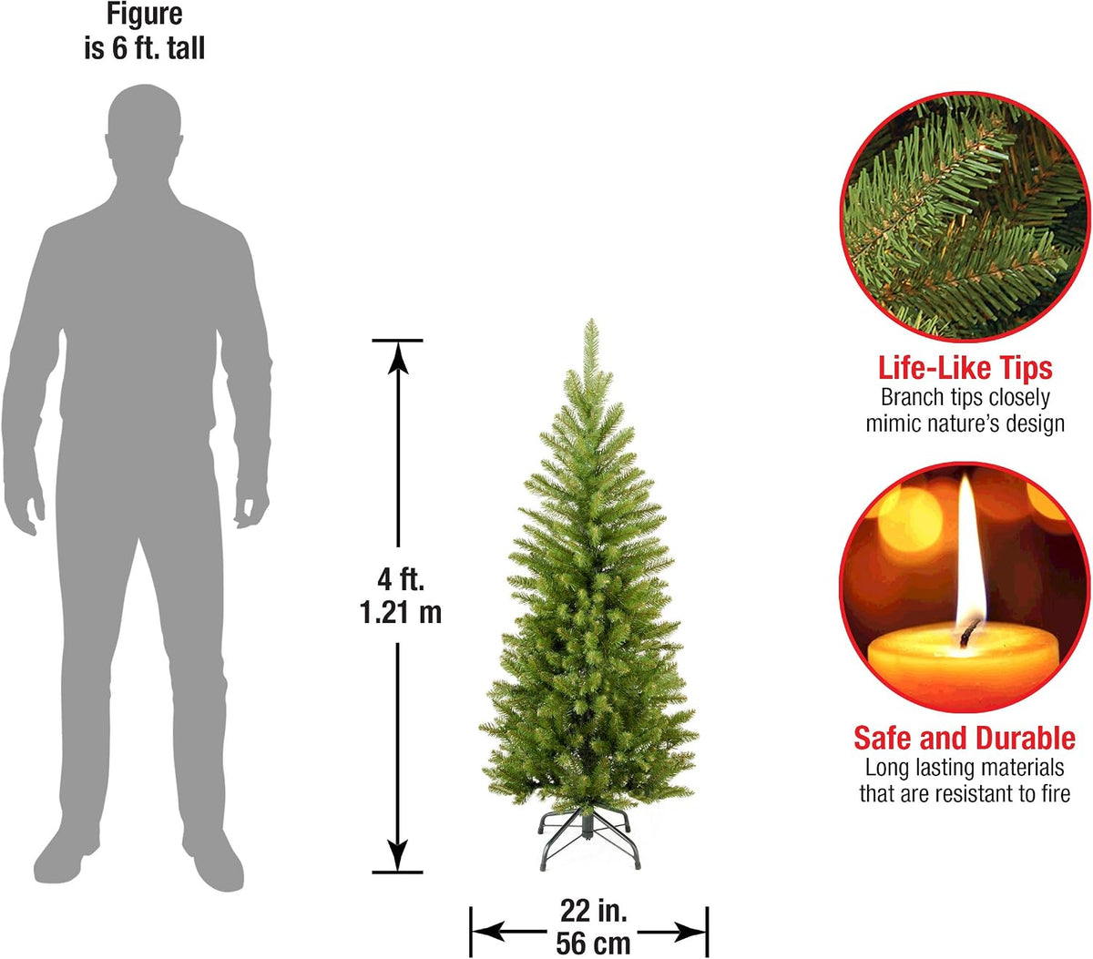 4ft Unlit Kingswood Fir Mini Slim Christmas Tree