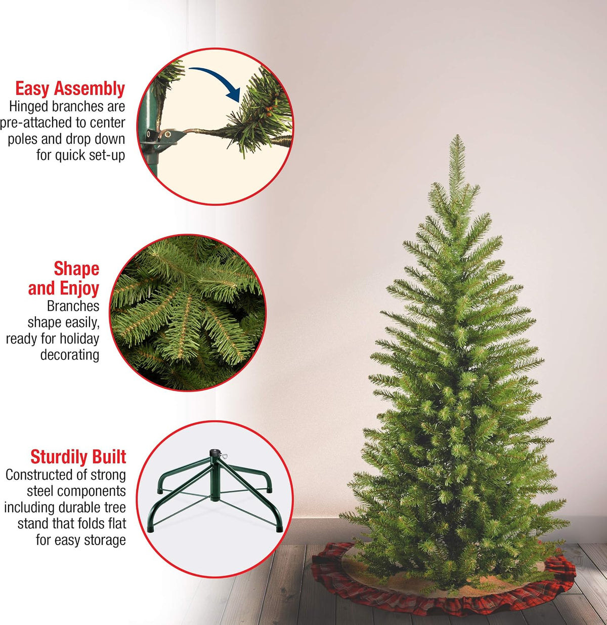4ft Unlit Kingswood Fir Mini Slim Christmas Tree