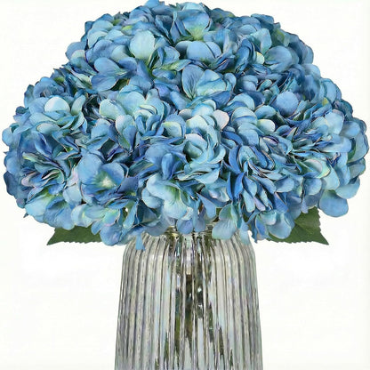 2Bouquets Artificial Fake Flowers Silk Hydrangea Arrangements Wedding Bouquets Decorations Plastic Floral Home Kitchen Garden Party Festival Bar DIY (Navy Blue)