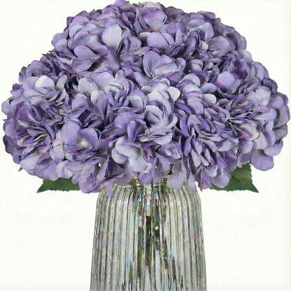 2Bouquets Artificial Fake Flowers Silk Hydrangea Arrangements Wedding Bouquets Decorations Plastic Floral Home Kitchen Garden Party Festival Bar DIY (Navy Blue)