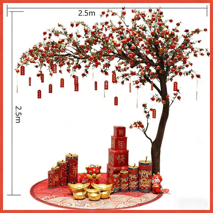 Artificial Pomegranate Tree with Pot and Base, Handmade Faux Plant for Home Office Indoor Outdoor Decoration(1.2m x 1m/3.9ft x 3.3ft)