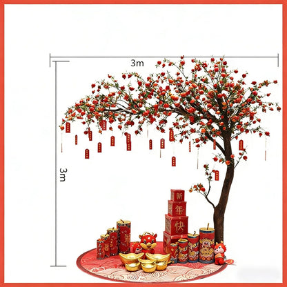 Artificial Pomegranate Tree with Pot and Base, Handmade Faux Plant for Home Office Indoor Outdoor Decoration(1.2m x 1m/3.9ft x 3.3ft)