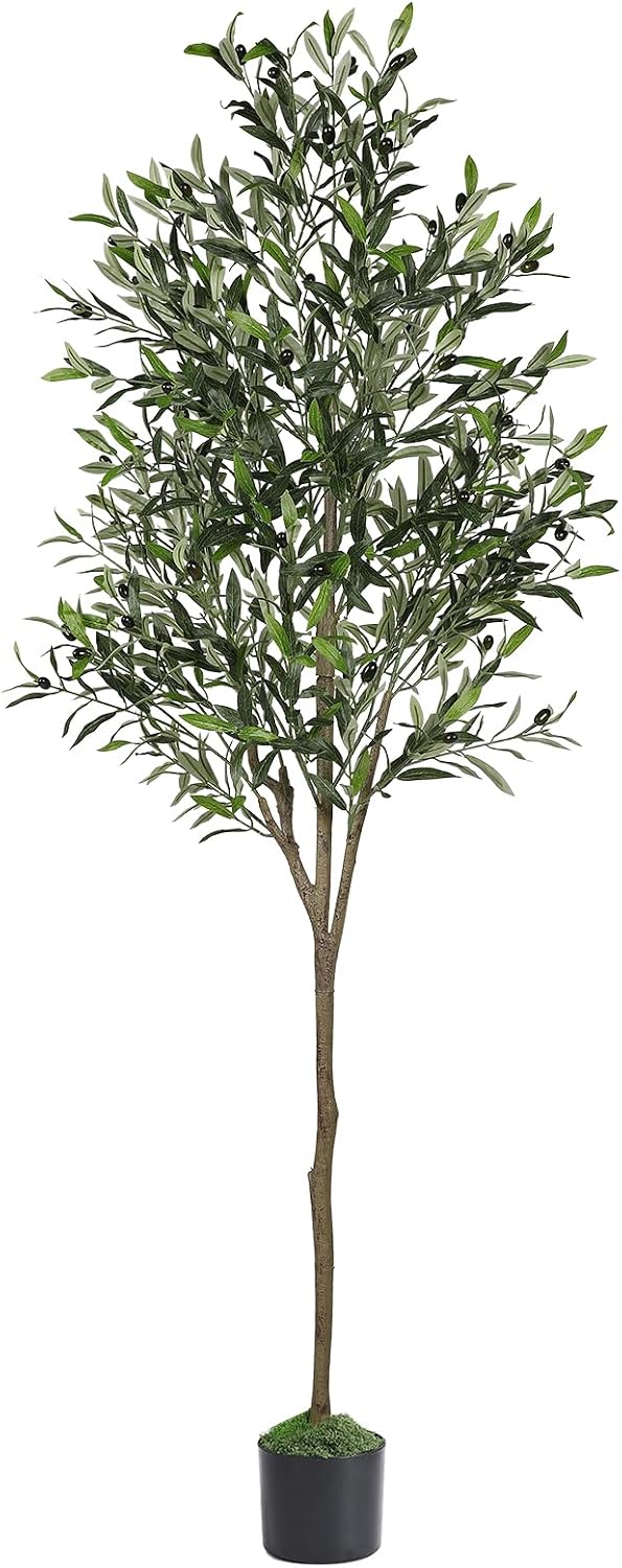 6ft Faux Olive Tree with Lifelike Fruits and Realistic Leaves