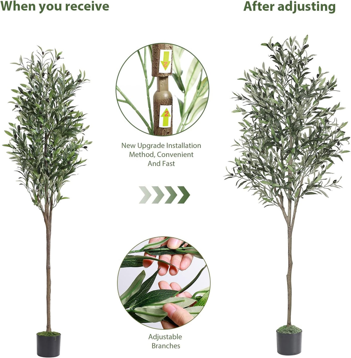 6ft Faux Olive Tree with Lifelike Fruits and Realistic Leaves