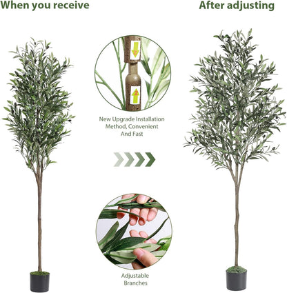 6ft Faux Olive Tree with Lifelike Fruits and Realistic Leaves