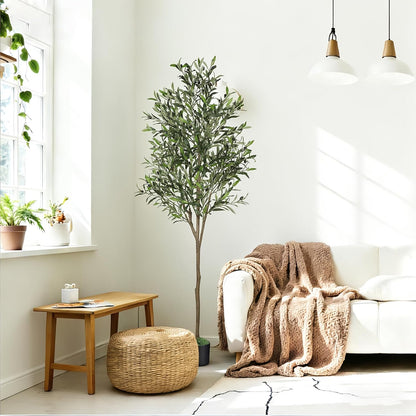 6ft Faux Olive Tree with Lifelike Fruits and Realistic Leaves