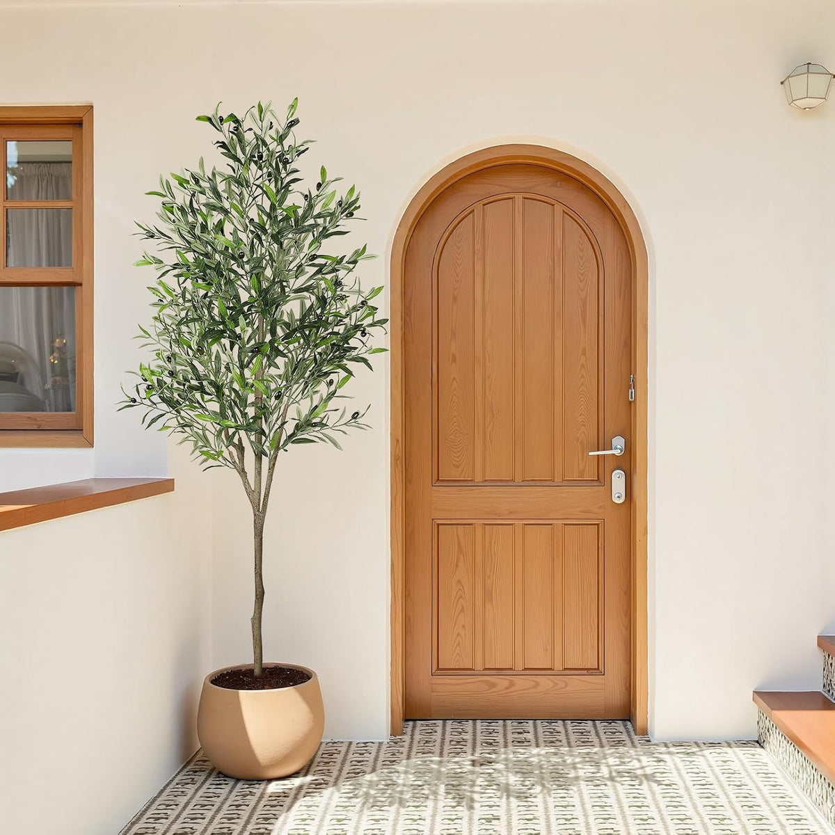 6ft Faux Olive Tree with Lifelike Fruits and Realistic Leaves