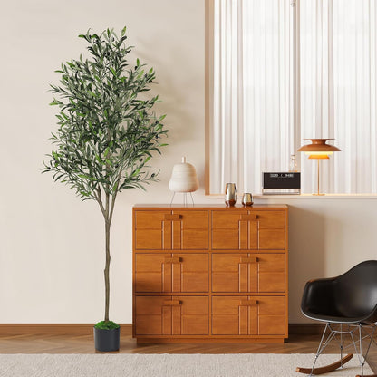 6ft Faux Olive Tree with Lifelike Fruits and Realistic Leaves