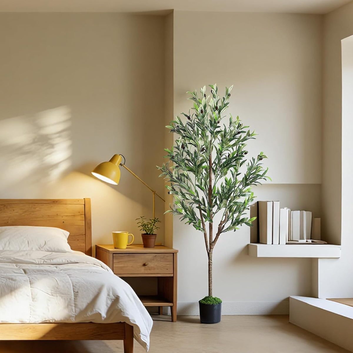 6ft Faux Olive Tree with Lifelike Fruits and Realistic Leaves
