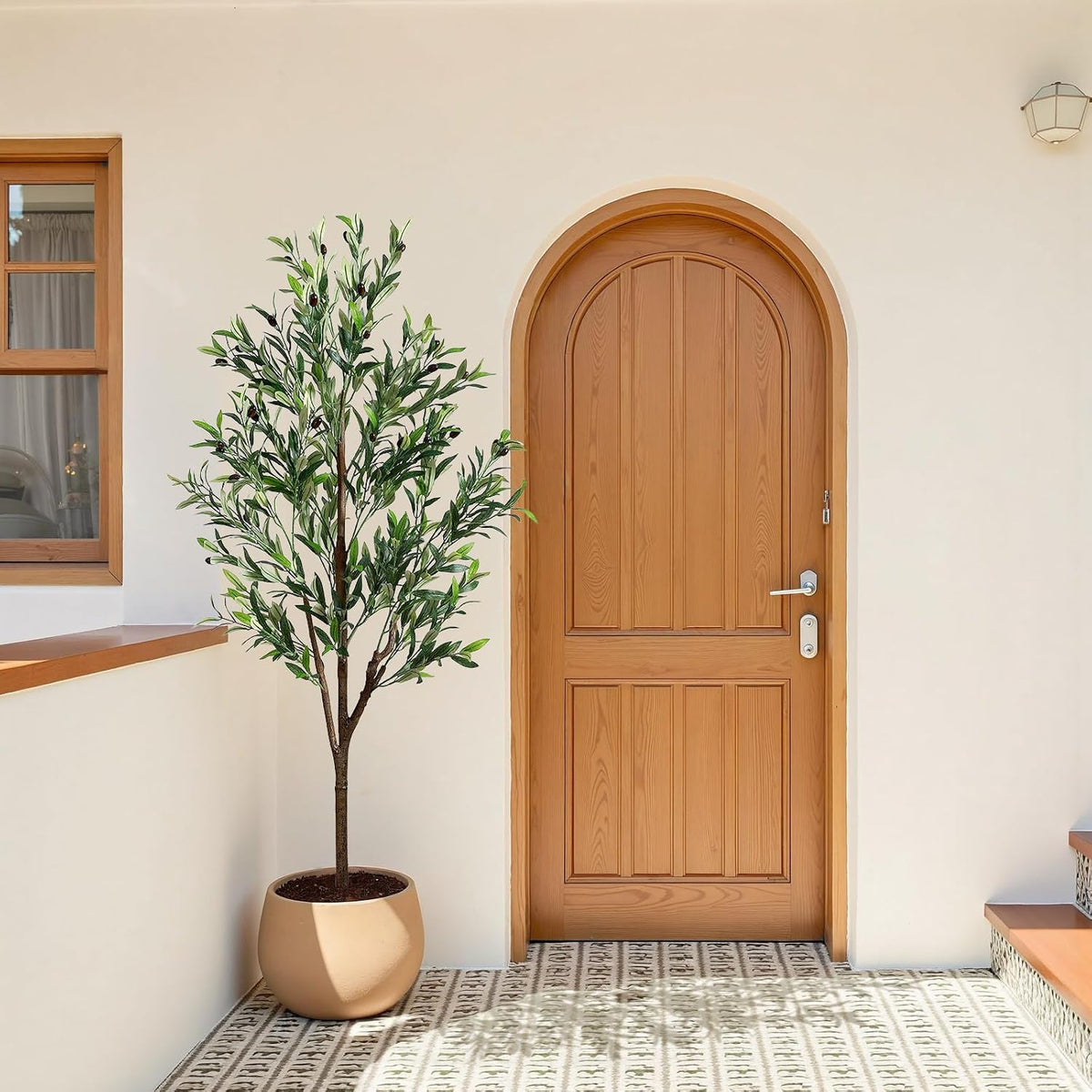6ft Faux Olive Tree with Lifelike Fruits and Realistic Leaves