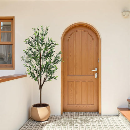 6ft Faux Olive Tree with Lifelike Fruits and Realistic Leaves