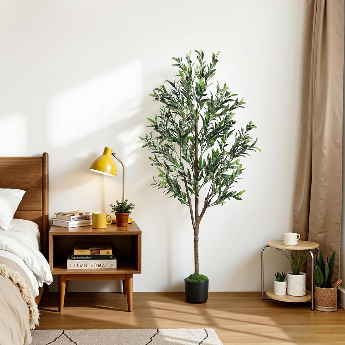 6ft Faux Olive Tree with Lifelike Fruits and Realistic Leaves