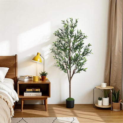 6ft Faux Olive Tree with Lifelike Fruits and Realistic Leaves